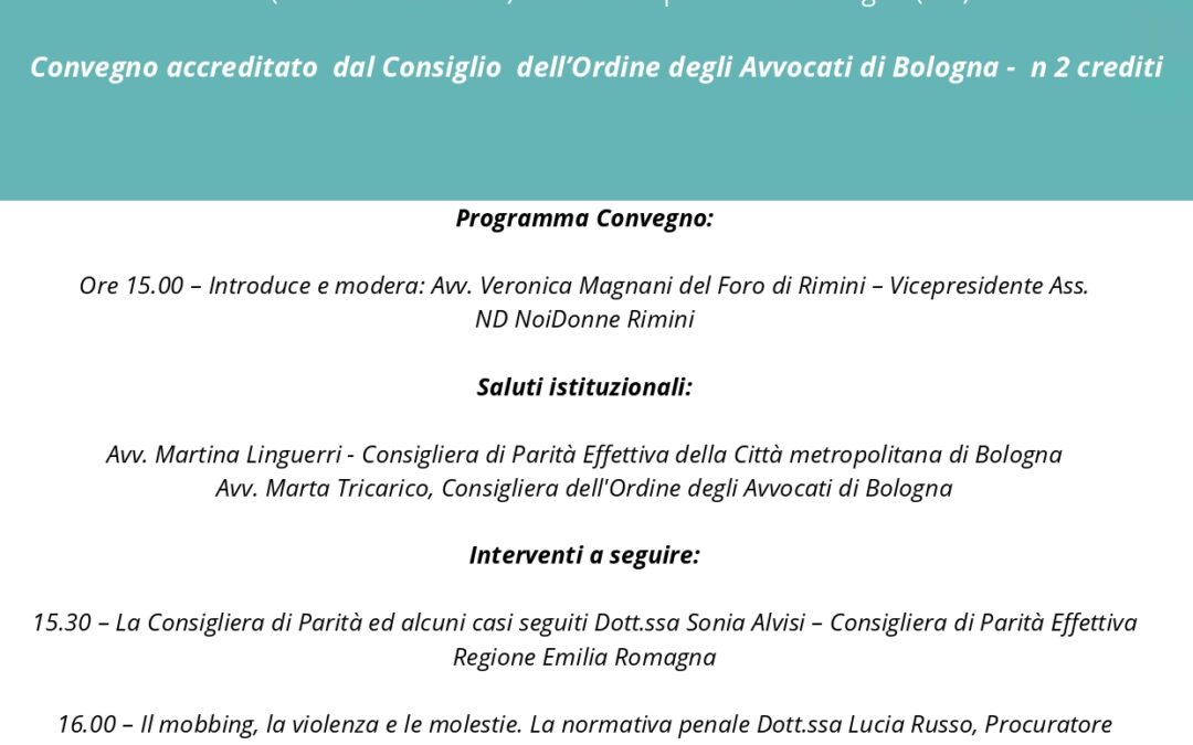 Secondo convegno “Discriminazioni e Molestie nel Mondo del Lavoro” del 13 Febbraio 2025