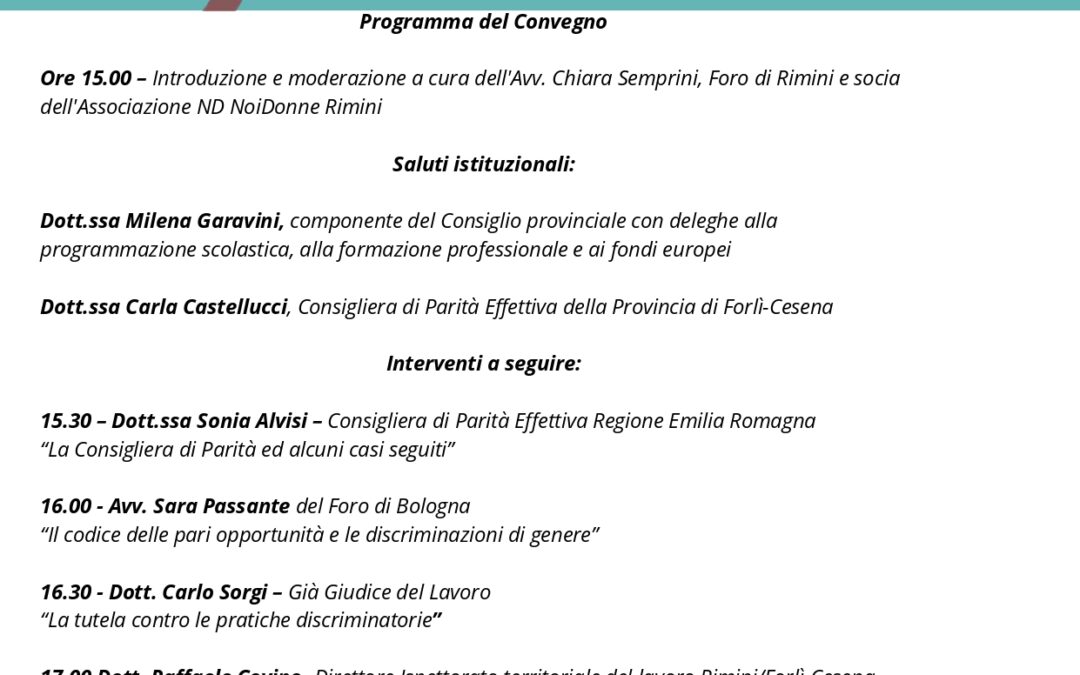 Convegno Discriminazioni e Molestie nel Mondo del Lavoro del 11 Febbraio 2025